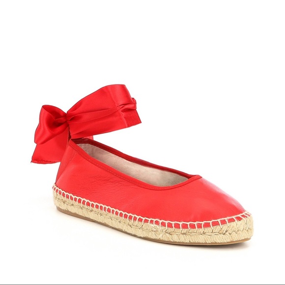 SALE FREE PEOPLE MAYA WRAP RED LEATHER ESPADRILLE. RIBBON TIES - Picture 5 of 8